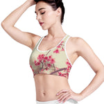 Vintage Cherry Blossom Print Women's Sports Bra