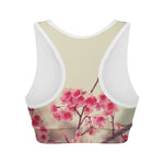 Vintage Cherry Blossom Print Women's Sports Bra