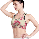 Vintage Cherry Blossom Print Women's Sports Bra
