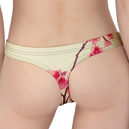 Vintage Cherry Blossom Print Women's Thong