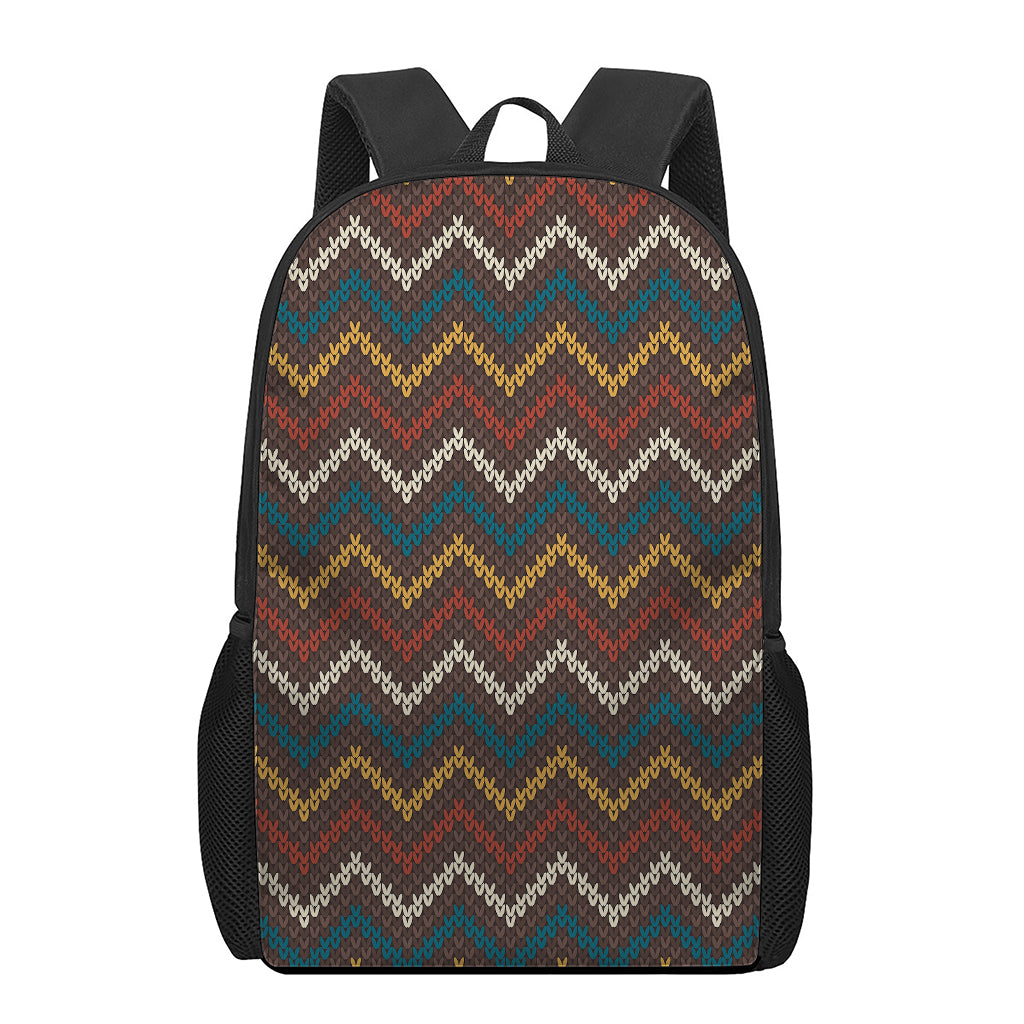 Vintage Chevron Knitted Pattern Print 17 Inch Backpack