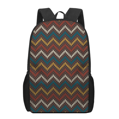Vintage Chevron Knitted Pattern Print 17 Inch Backpack