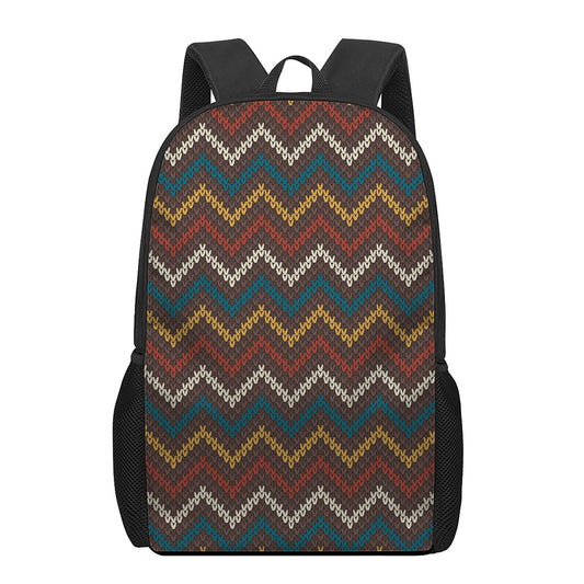 Vintage Chevron Knitted Pattern Print 17 Inch Backpack