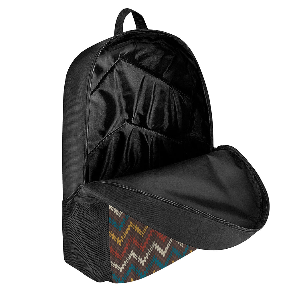 Vintage Chevron Knitted Pattern Print 17 Inch Backpack