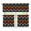 Vintage Chevron Knitted Pattern Print 3 Piece Kitchen Curtains