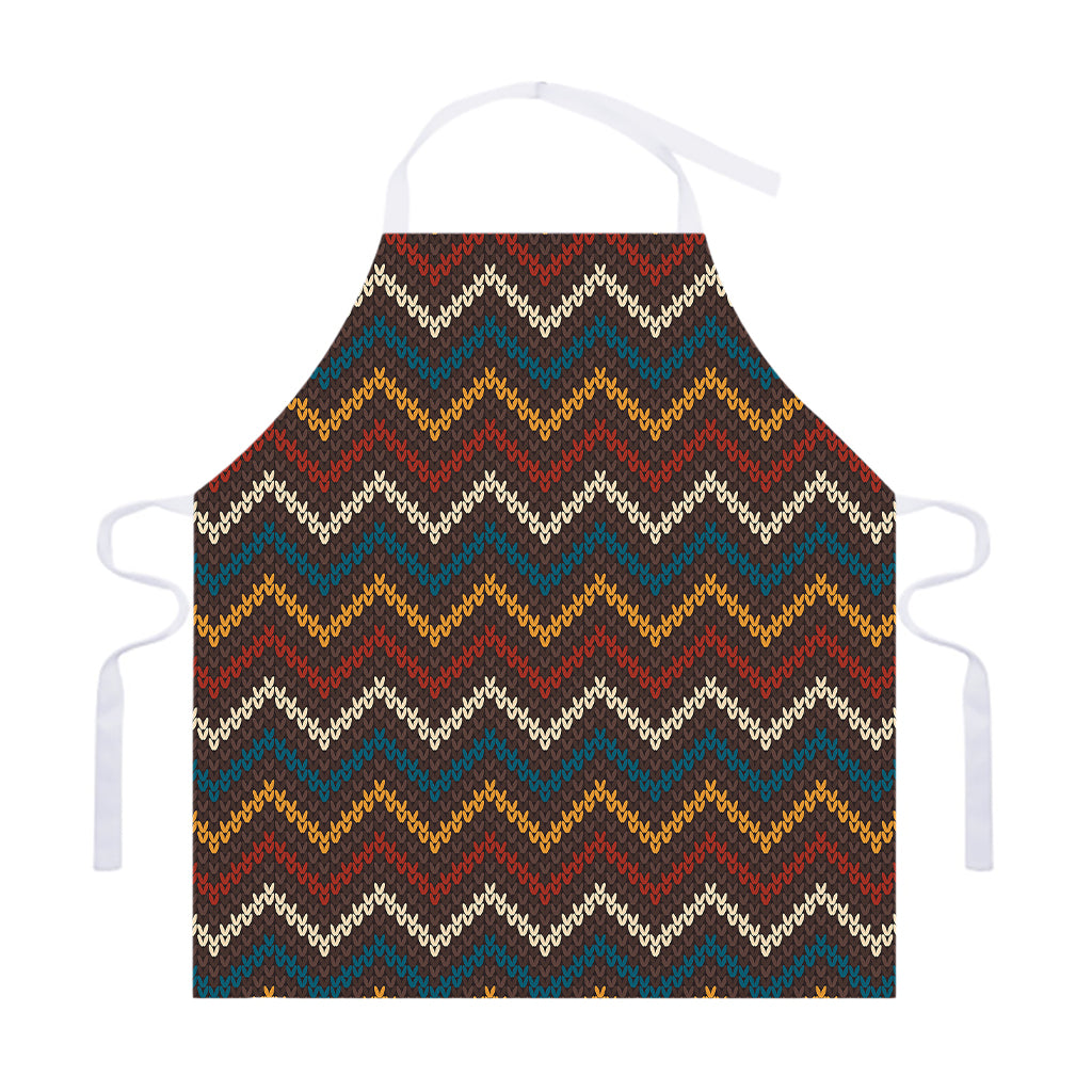 Vintage Chevron Knitted Pattern Print Adjustable Apron