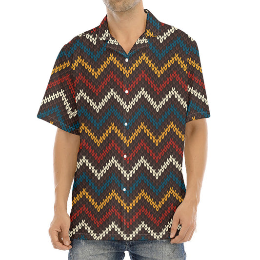 Vintage Chevron Knitted Pattern Print Aloha Shirt