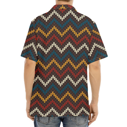 Vintage Chevron Knitted Pattern Print Aloha Shirt
