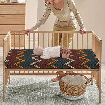 Vintage Chevron Knitted Pattern Print Baby Crib Sheet