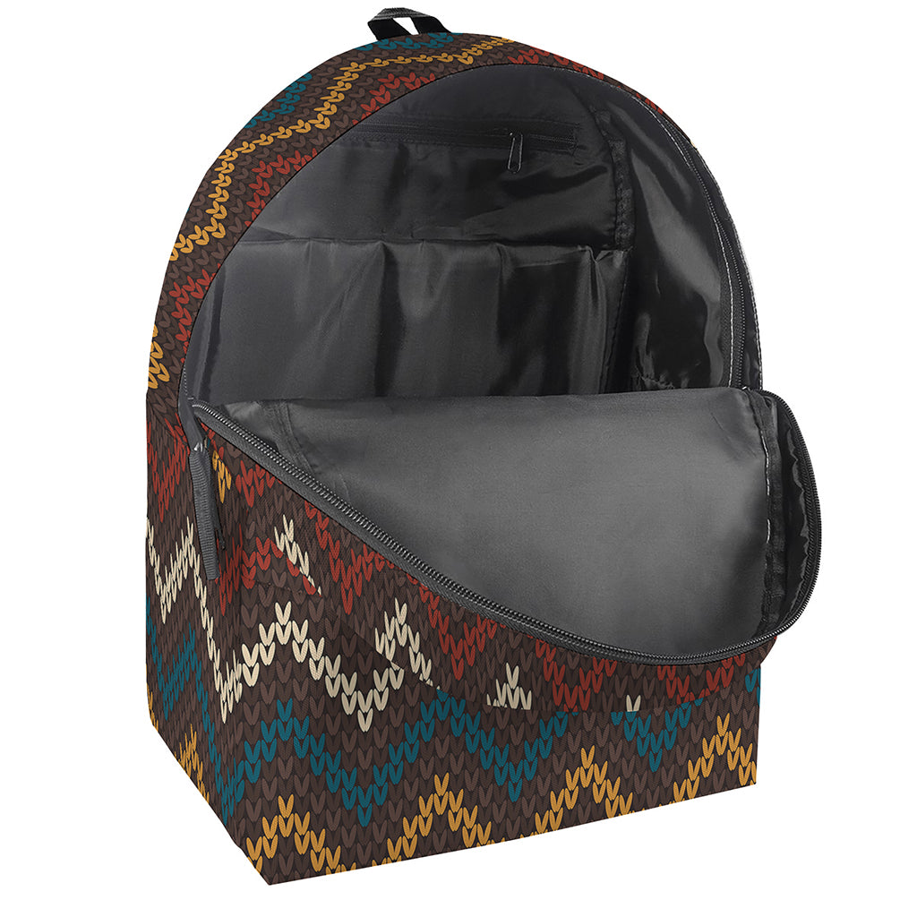 Vintage Chevron Knitted Pattern Print Backpack