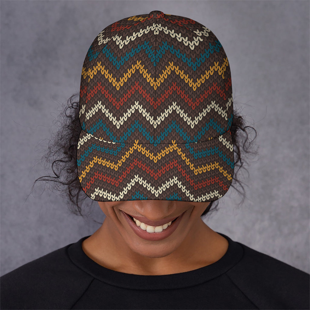 Vintage Chevron Knitted Pattern Print Baseball Cap