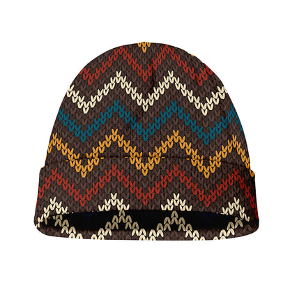Vintage Chevron Knitted Pattern Print Beanie