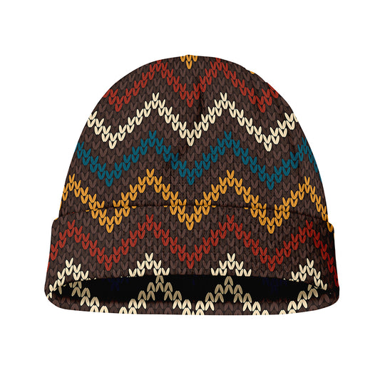 Vintage Chevron Knitted Pattern Print Beanie