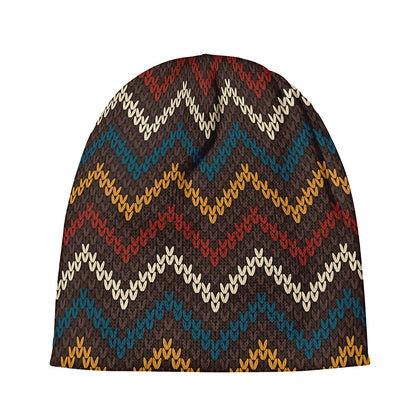 Vintage Chevron Knitted Pattern Print Beanie