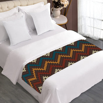 Vintage Chevron Knitted Pattern Print Bed Runner
