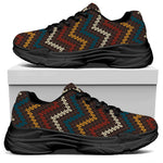 Vintage Chevron Knitted Pattern Print Black Chunky Shoes