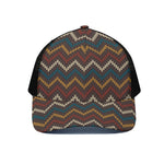 Vintage Chevron Knitted Pattern Print Black Mesh Trucker Cap