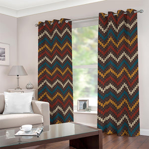 Vintage Chevron Knitted Pattern Print Blackout Grommet Curtains