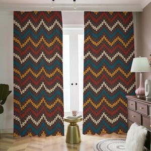 Vintage Chevron Knitted Pattern Print Blackout Pencil Pleat Curtains