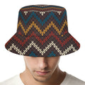 Vintage Chevron Knitted Pattern Print Bucket Hat