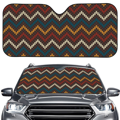 Vintage Chevron Knitted Pattern Print Car Windshield Sun Shade