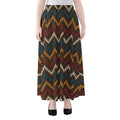 Vintage Chevron Knitted Pattern Print Chiffon Maxi Skirt