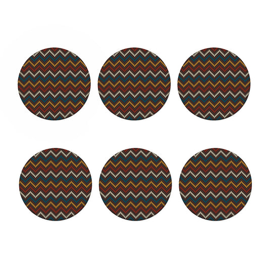 Vintage Chevron Knitted Pattern Print Coaster Set