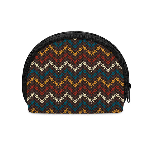 Vintage Chevron Knitted Pattern Print Coin Purse