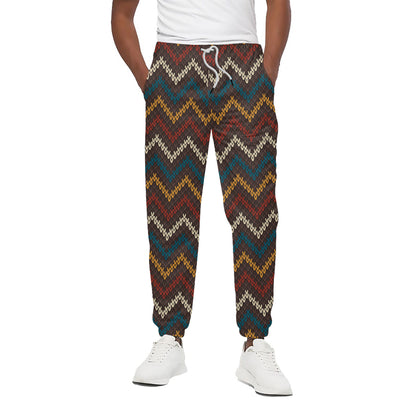 Vintage Chevron Knitted Pattern Print Cotton Pants