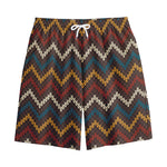 Vintage Chevron Knitted Pattern Print Cotton Shorts
