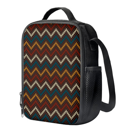 Vintage Chevron Knitted Pattern Print Crossbody Lunch Bag
