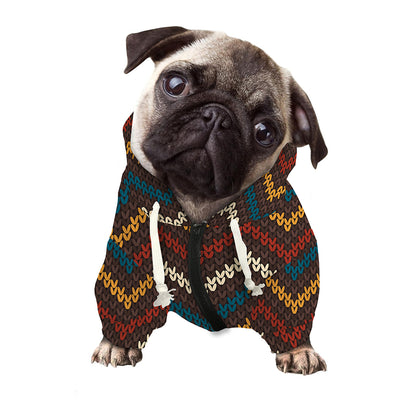 Vintage Chevron Knitted Pattern Print Dog Zip Up Hoodie