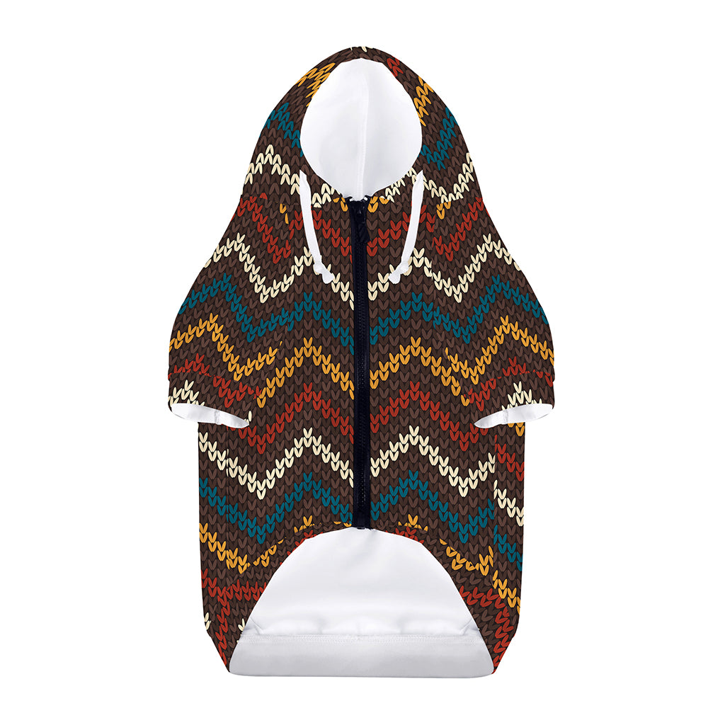 Vintage Chevron Knitted Pattern Print Dog Zip Up Hoodie