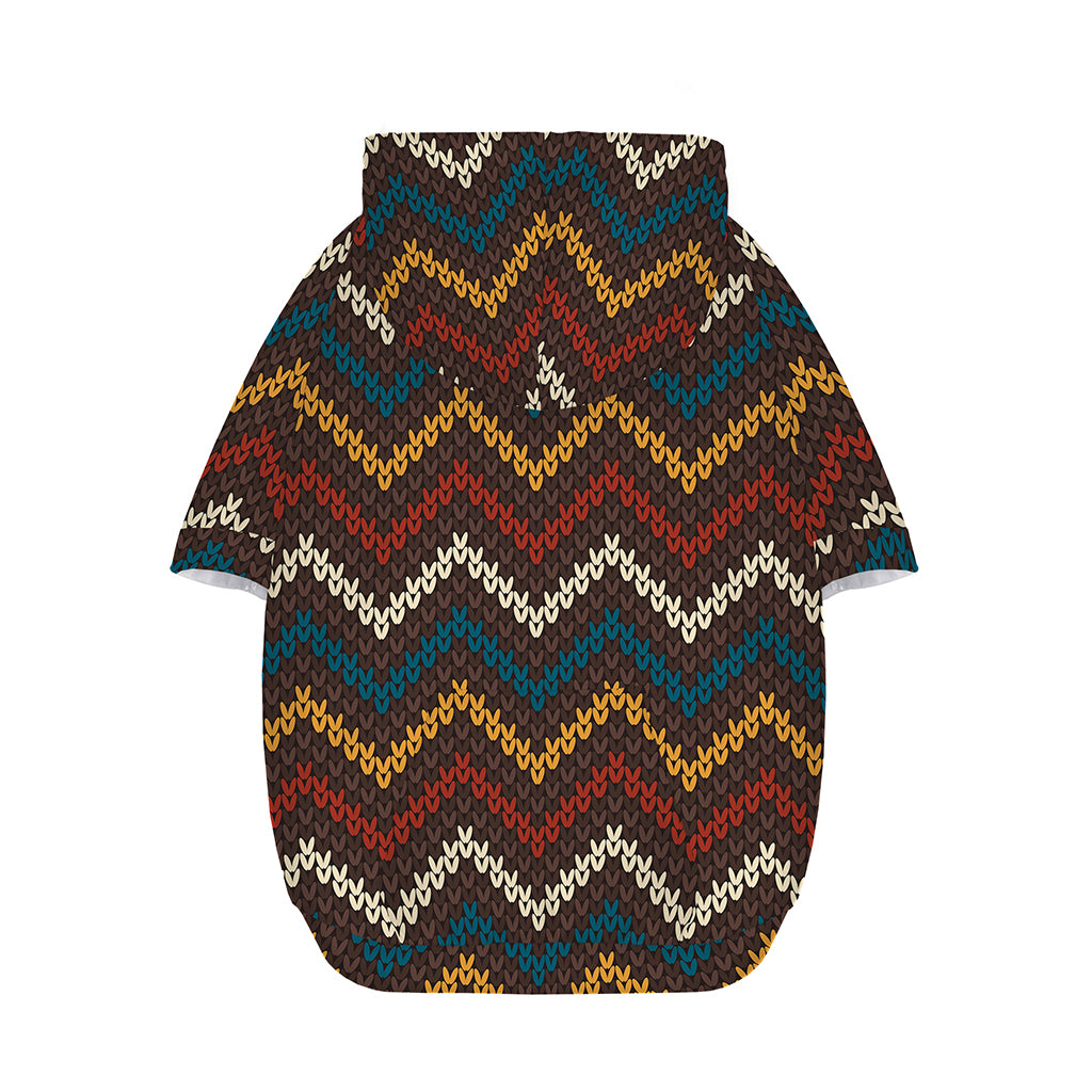 Vintage Chevron Knitted Pattern Print Dog Zip Up Hoodie