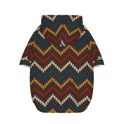 Vintage Chevron Knitted Pattern Print Dog Zip Up Hoodie
