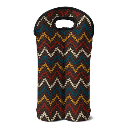 Vintage Chevron Knitted Pattern Print Double Neoprene Wine Tote