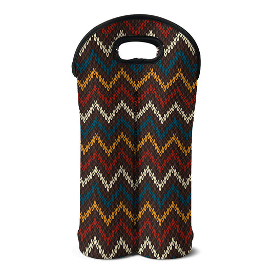 Vintage Chevron Knitted Pattern Print Double Neoprene Wine Tote