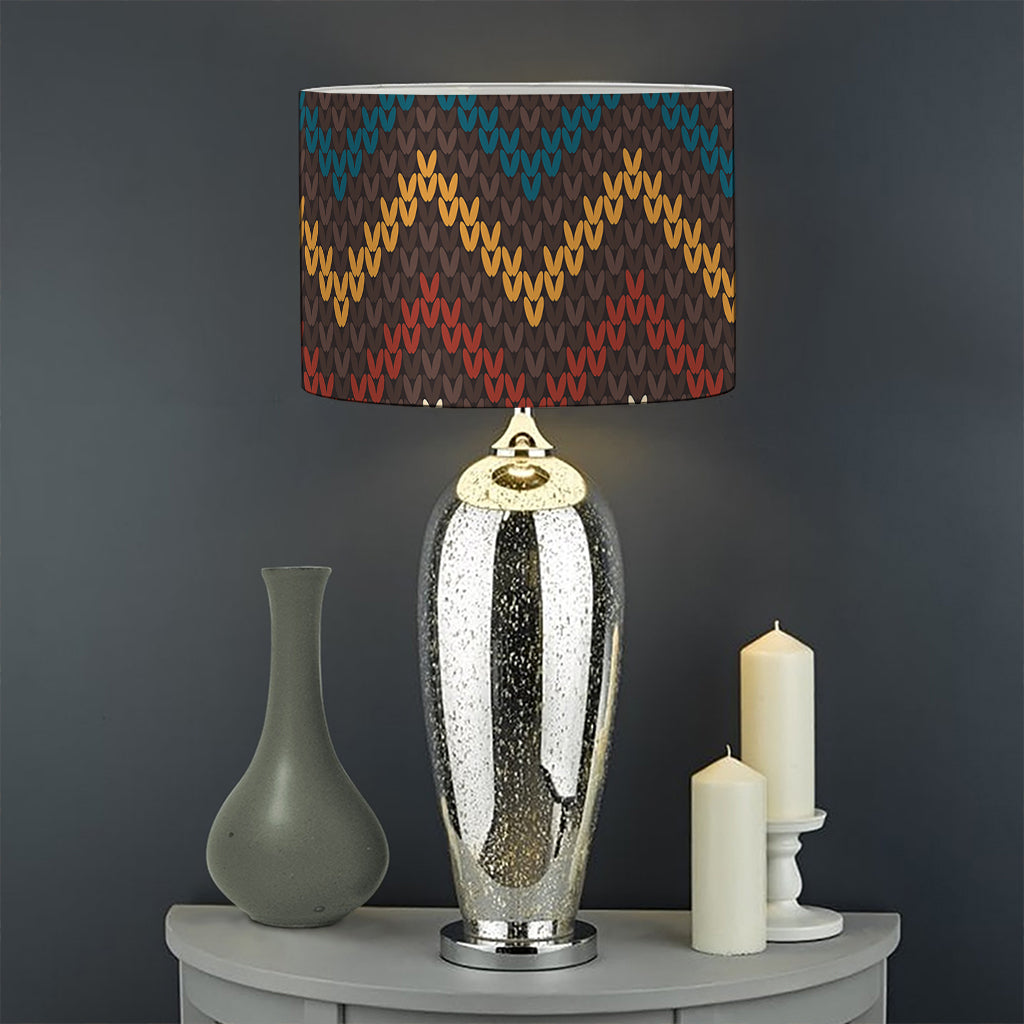 Vintage Chevron Knitted Pattern Print Drum Lamp Shade