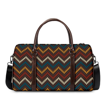 Vintage Chevron Knitted Pattern Print Duffle Bag