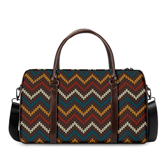 Vintage Chevron Knitted Pattern Print Duffle Bag