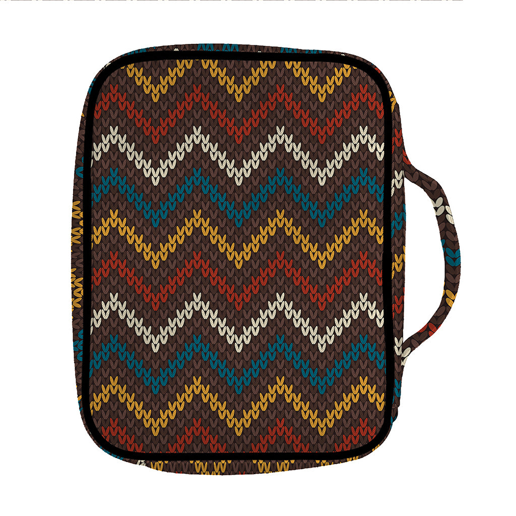 Vintage Chevron Knitted Pattern Print Front Pocket Bible Bag
