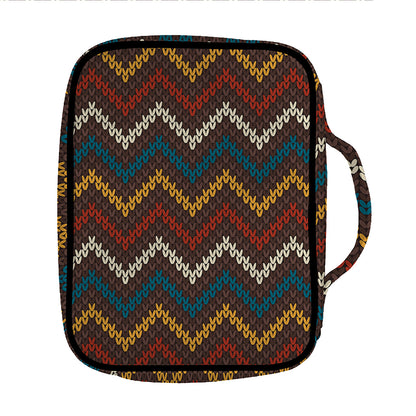 Vintage Chevron Knitted Pattern Print Front Pocket Bible Bag