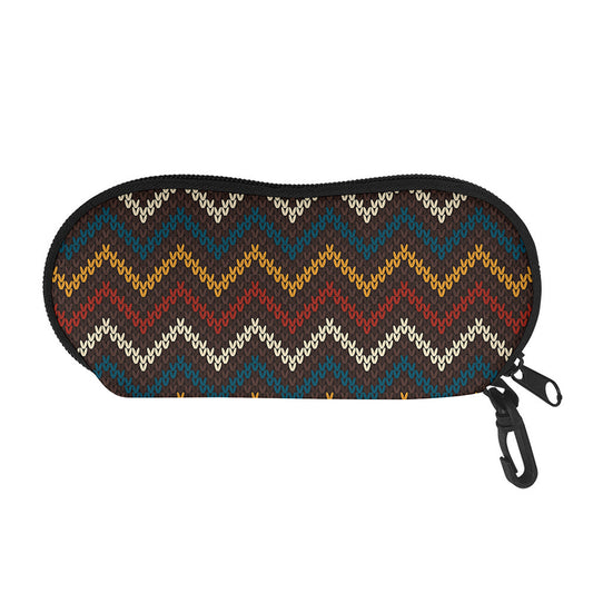 Vintage Chevron Knitted Pattern Print Glasses Case