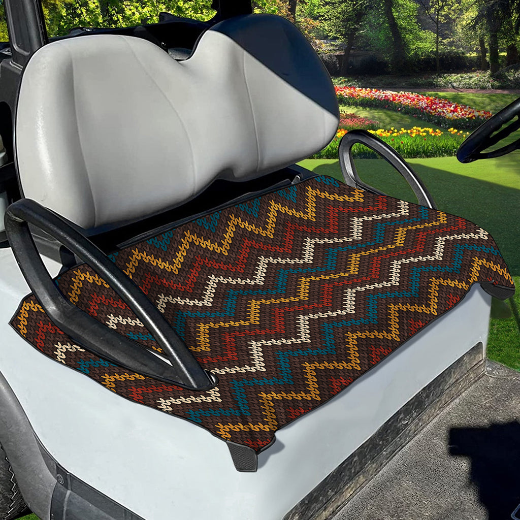 Vintage Chevron Knitted Pattern Print Golf Cart Seat Cover