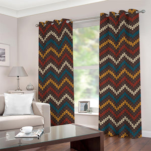 Vintage Chevron Knitted Pattern Print Grommet Curtains