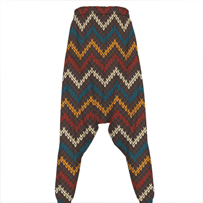 Vintage Chevron Knitted Pattern Print Hammer Pants