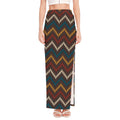 Vintage Chevron Knitted Pattern Print High Slit Maxi Skirt
