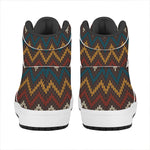 Vintage Chevron Knitted Pattern Print High Top Leather Sneakers