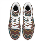 Vintage Chevron Knitted Pattern Print High Top Leather Sneakers
