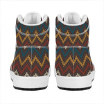 Vintage Chevron Knitted Pattern Print High Top Leather Sneakers